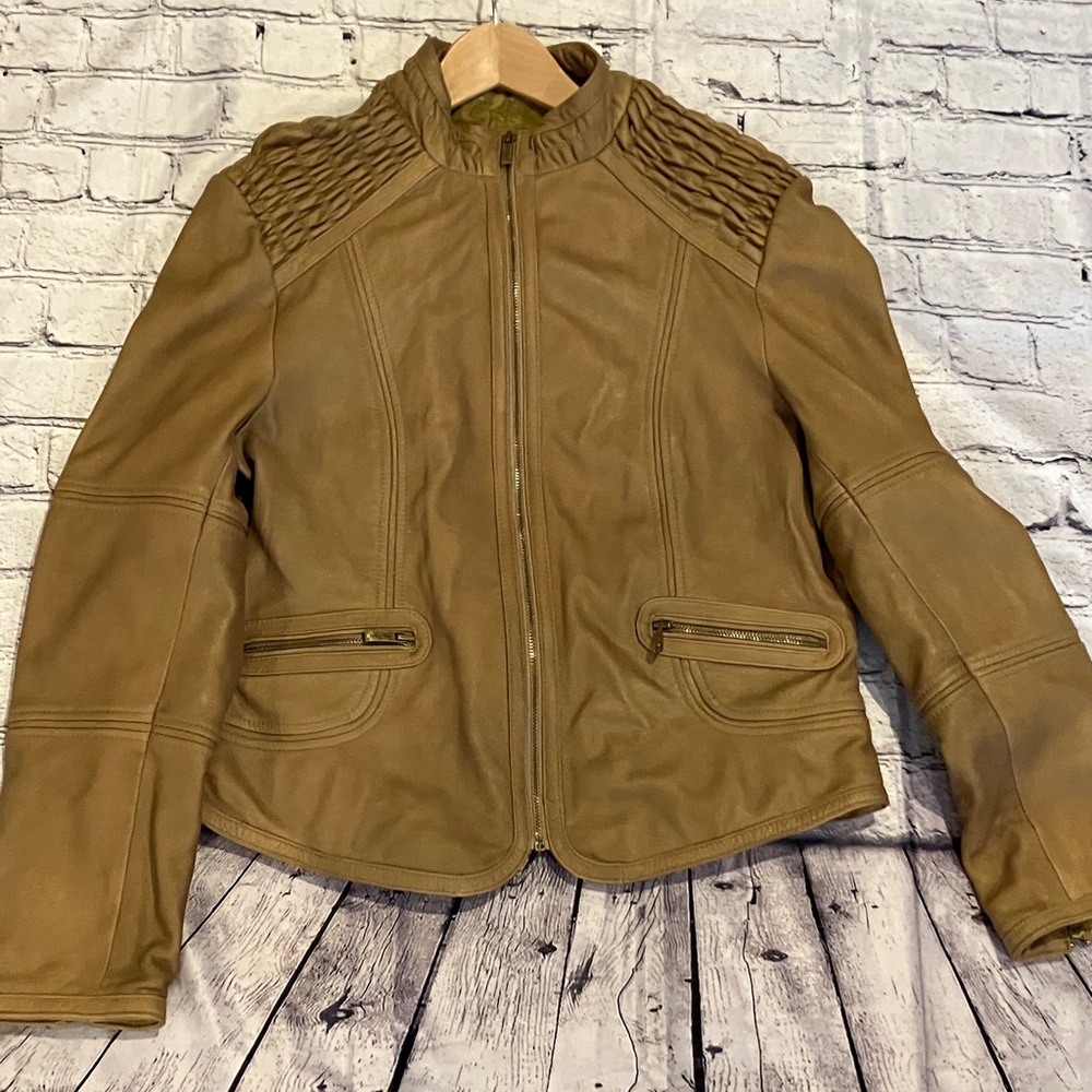 Wilson Genuine Leather Tan Moto Jacket